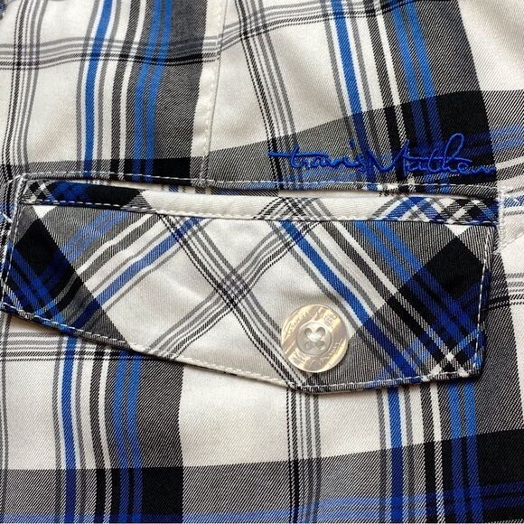 Travis Mathew Plaid White/Blue Golf Shorts Size 34 - Picture 7 of 13